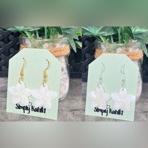 Hawaiian Plumeria Shell Earrings on Hypoallergenic Hooks